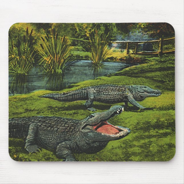 Vintage Krokodile, Meereslebewesen Reptilien Mousepad (Vorne)