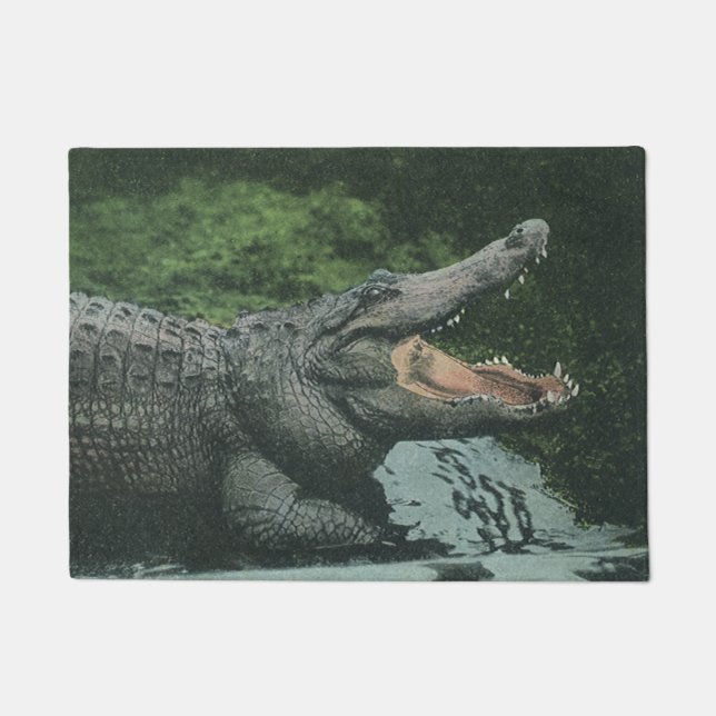 Vintage Krokodile Reptilien, Meerestierleben Fußmatte (Vorderseite)
