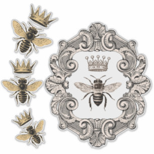 Vintage Kronbienen Aufkleber
