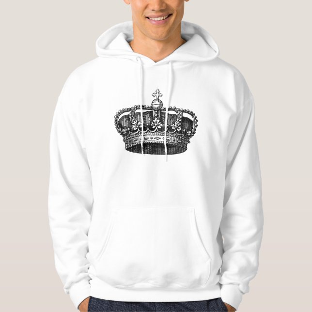 Vintage Krone 02 - Schwarz Hoodie (Vorderseite)
