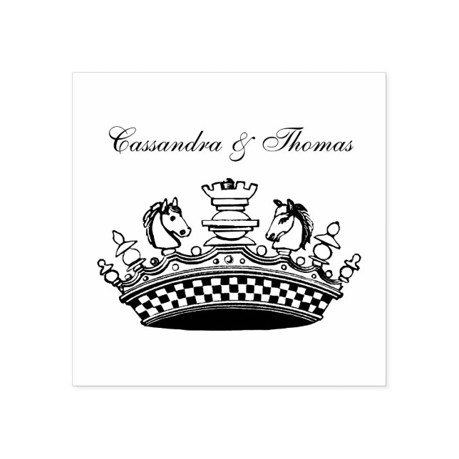 Vintage Krone mit dem Namen der Schachfiguren Gummistempel (Prägung)