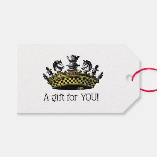 Vintage Krone mit Schachfarbe Geschenkanhänger