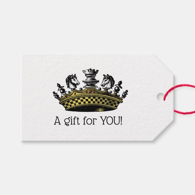 Vintage Krone mit Schachfarbe Geschenkanhänger (Vorderseite (Horizontal))