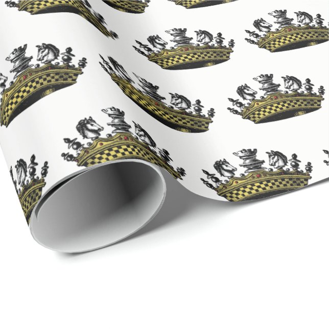 Vintage Krone mit Schachfarbe Geschenkpapier (Rolleneckpunkt)