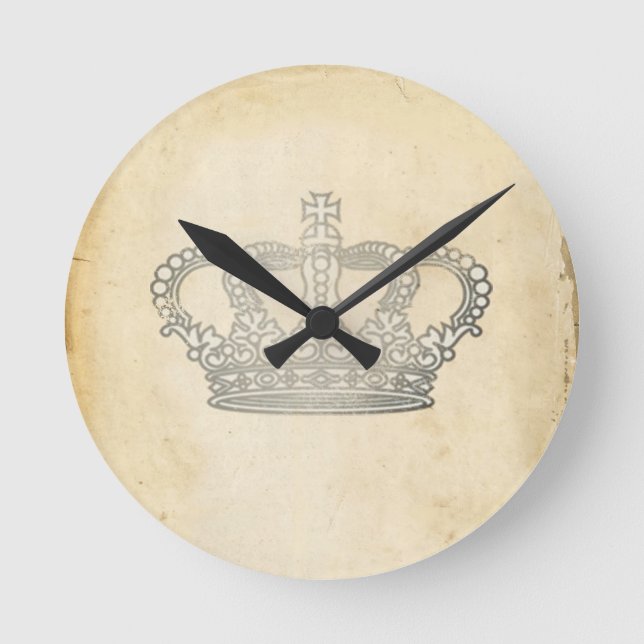 Vintage Krone Runde Wanduhr (Vorderseite)