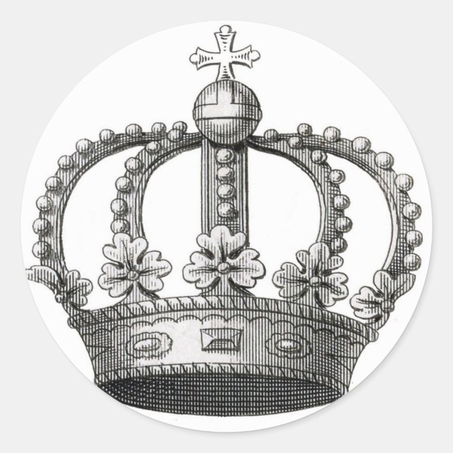 Vintage Krone Runder Aufkleber (Vorderseite)