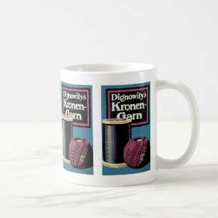Vintage Kronengard Yarn-Werbung Kaffeetasse