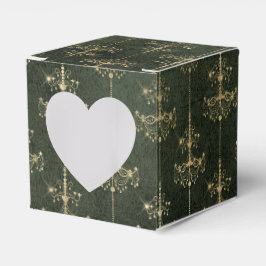 Vintage Kronleuchter aus Grün und Gold Geschenkschachtel