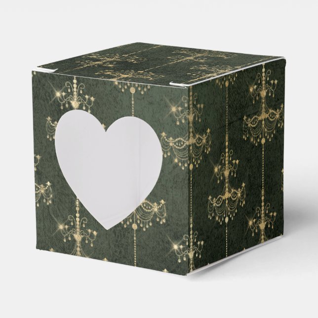 Vintage Kronleuchter aus Grün und Gold Geschenkschachtel (Vorderseite)