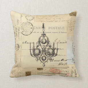 Vintage Kronleuchter Französische Postkarten Kisse Kissen