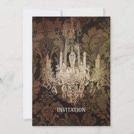 Vintage Kronleuchter-Hochzeit Einladung