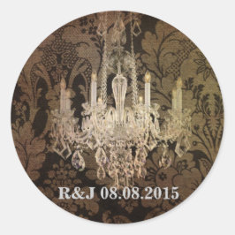 Vintage Kronleuchter-Hochzeit Runder Aufkleber