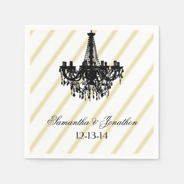 Vintage Kronleuchter Schwarz und Gold Serviette (Vorderseite)