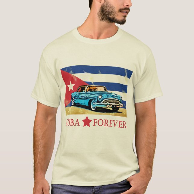 Vintage Kuba Flag Classic Car T-Shirt (Vorderseite)