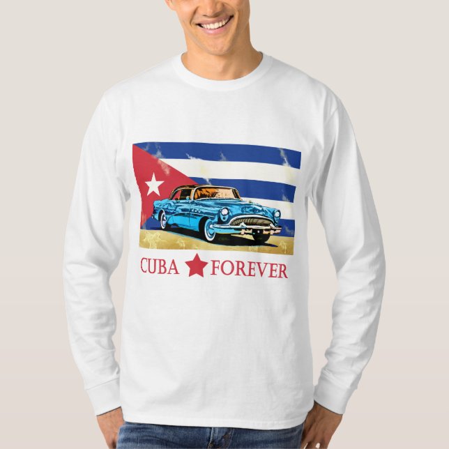 Vintage Kuba Flag Classic Car T-Shirt (Vorderseite)
