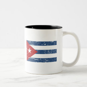 Vintage Kuba-Flagge Zweifarbige Tasse