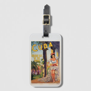 Vintage kubanische Tourismuskommission Tropen Reis Gepäckanhänger