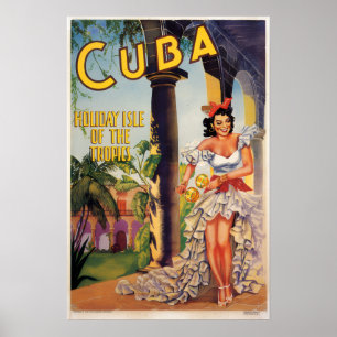 Vintage kubanische Tourismuskommission Tropics Tra Poster