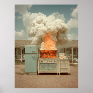 Vintage-Küche Blaze Outdoor-Szene Poster