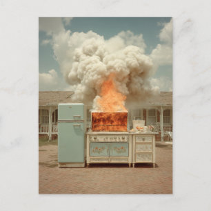 Vintage-Küche Blaze Outdoor-Szene Postkarte