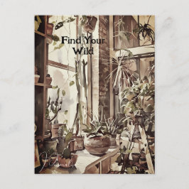 Vintage Küche Fenstergarten Pflanze Florenz Postkarte