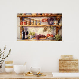 Vintage Küche Shelf Weinflaschen Mason Jars Poster