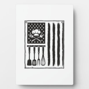 Vintage Küchenflagge Kochutensilien-Shirt-Design Fotoplatte