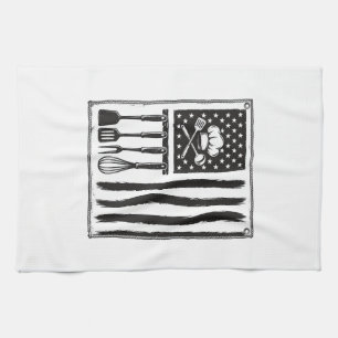 Vintage-Küchenflagge-Kochutensilien-Shirt-Design Geschirrtuch