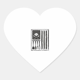 Vintage Küchenflagge Kochutensilien-Shirt-Design Herz-Aufkleber