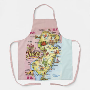 Vintage-Küchenhandtuch mit New-Jersey-Karte Schürze