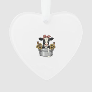 Vintage-Kuh in der Wanne Sonnenblume Schmetterling Ornament
