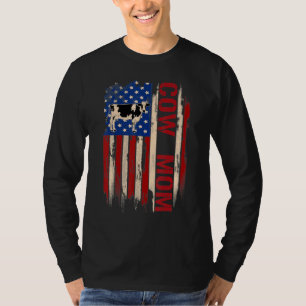 Vintage Kuh-Mama Amerikanische Flagge Landwirte T-Shirt
