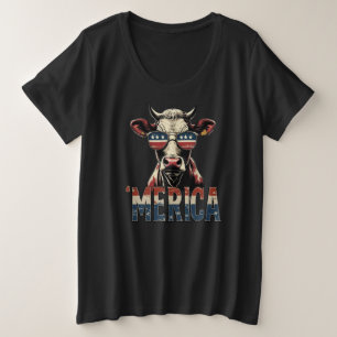Vintage Kuh Merica 4. july patriotisch Große Größe T-Shirt