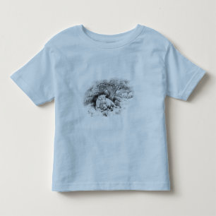 Vintage Kuh- und Katzenkizze Kleinkind T-shirt