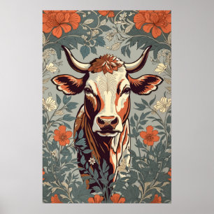 Vintage-Kuh William Morris inspiriert floral Poster
