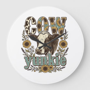 Vintage-Kuh-Yunkie-Sonnenblume-Farmhaus-Design_1 Große Wanduhr