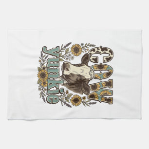 Vintage-Kuh-Yunkie-Sonnenblumen-Bauernhaus-Design_ Geschirrtuch
