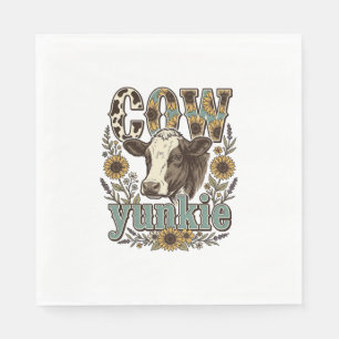 Vintage-Kuh-Yunkie-Sonnenblumen-Bauernhaus-Design_ Serviette