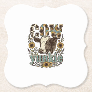 Vintage-Kuh-Yunkie-Sonnenblumen-Bauernhaus-Design_ Untersetzer