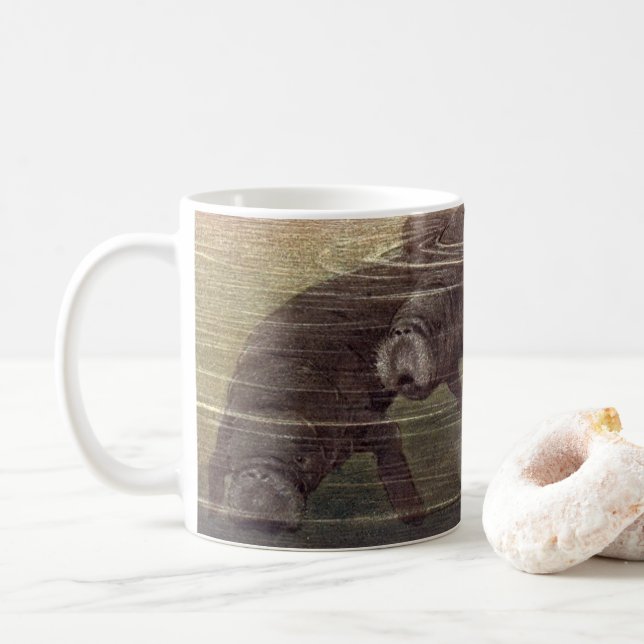 Vintage Kühe oder Meeressäugetiere, Meeressäugetie Kaffeetasse (Mit Donut)