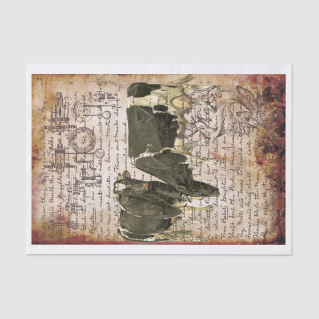 Vintage Kühe Seidenpapier (Vorderseite)