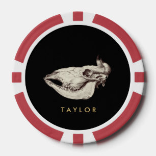 Vintage-Kuhschädel-Illustration Name Pokerchips