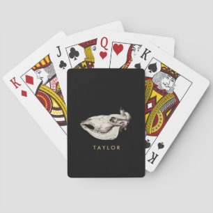 Vintage-Kuhschädel-Illustration Name Spielkarten