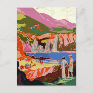 Vintage Kuling China Golfer und Landschaft Postkarte