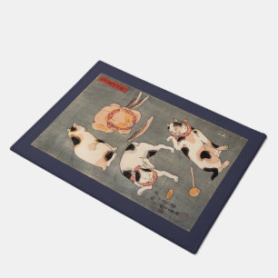 Vintage Kuniyoshi japanische Katzen-Kunst-Posen Fußmatte