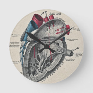 Vintage-Kunst Anatomisches Herzdiagramm - Wissensc Runde Wanduhr