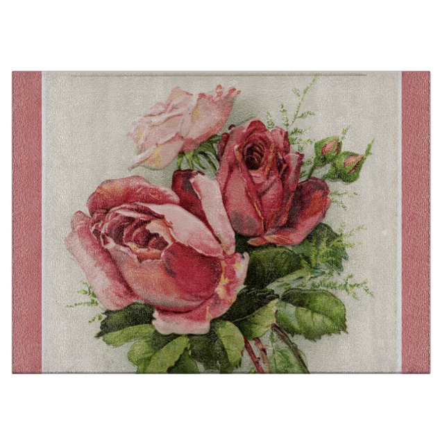 Vintage Kunst Antike Rose Schneidebrett (Vorderseite)