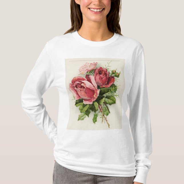 Vintage Kunst Antike Rose T-Shirt (Vorderseite)