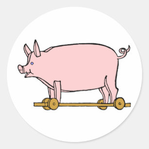 Vintage-Kunst-Aufkleber Schwein Spielzeug Runder Aufkleber