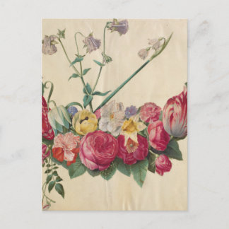 Vintage-Kunst-Blumenkranz Postkarte